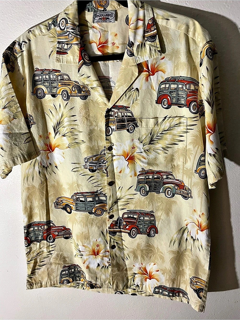 Pacific Legend Woody Surf Wagon Hawaiian Shirt Men's Floral
